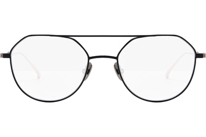 scotch & soda aviator rose gold eyeglasses frame viewed front angle.