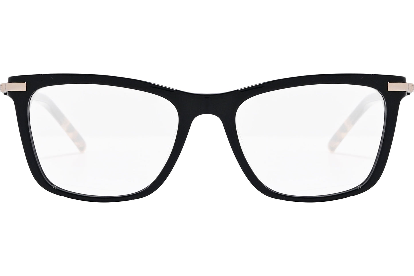 scotch & soda square black eyeglasses frame viewed from front angle.