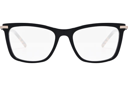 scotch & soda square black eyeglasses frame viewed from front angle.