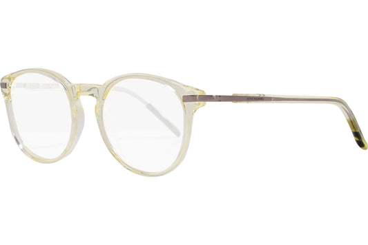 scotch & soda oval white eyeglasses frame viewed from a 45-degree angle.