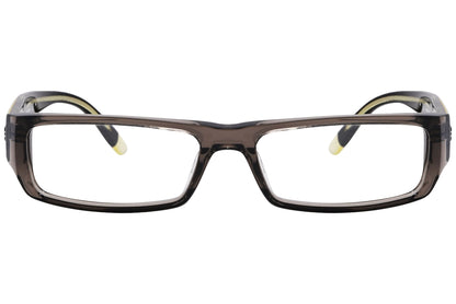 smith rectangle yellow with black eyeglasses frame viewed from front angle.