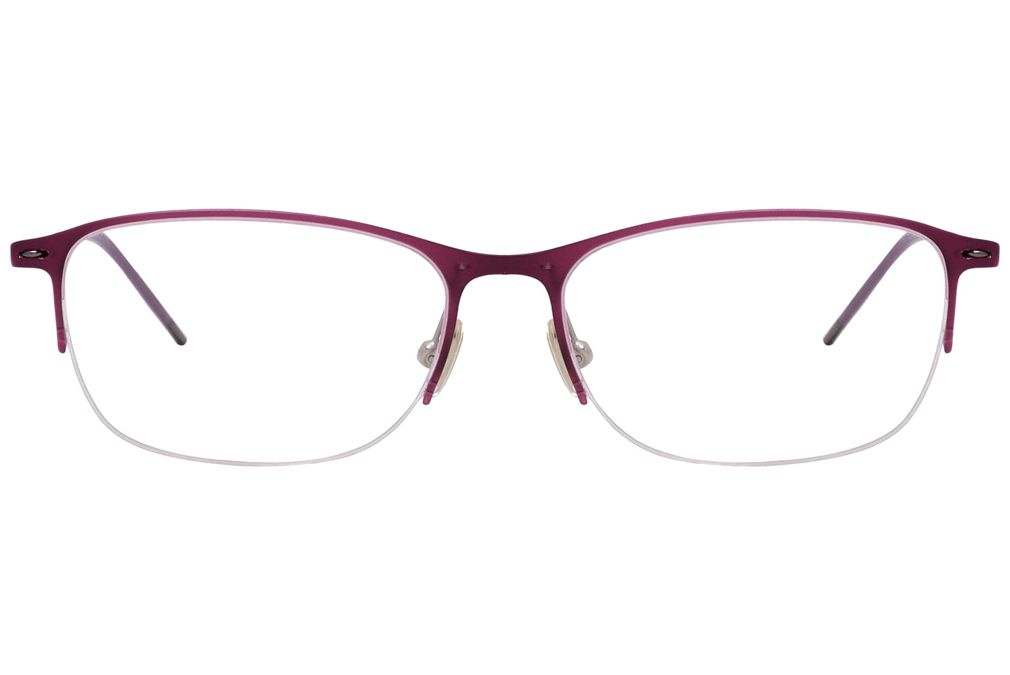 super talent rectangle dark red eyeglasses frame viewed from front angle.