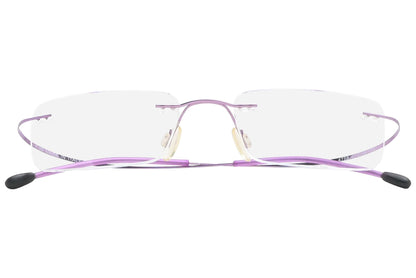 t-39 rimless purple eyeglasses frame viewed from front view.