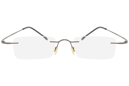 t-39 rimless bronze eyeglasses frame viewed from front view.