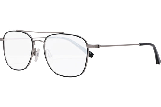 ted baker aviator black eyeglasses frame viewed from a 45-degree angle.