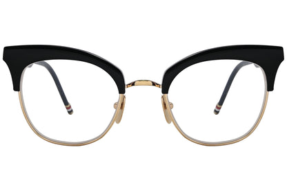 thom browne browline gold eyeglasses frame viewed from front.