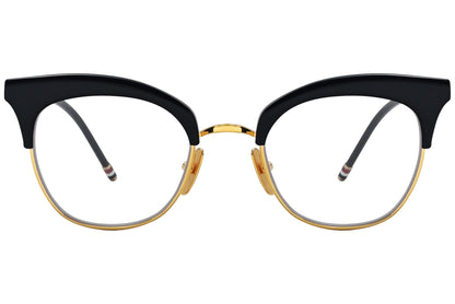 thom browne browline gold eyeglasses frame viewed from front.