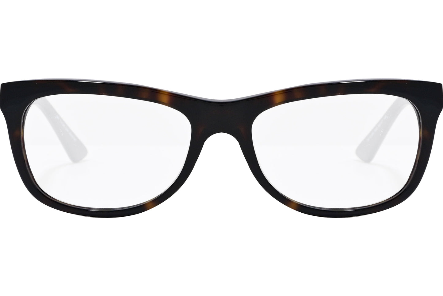 tod's rectangle tortoise eyeglasses frame viewed from front angle.