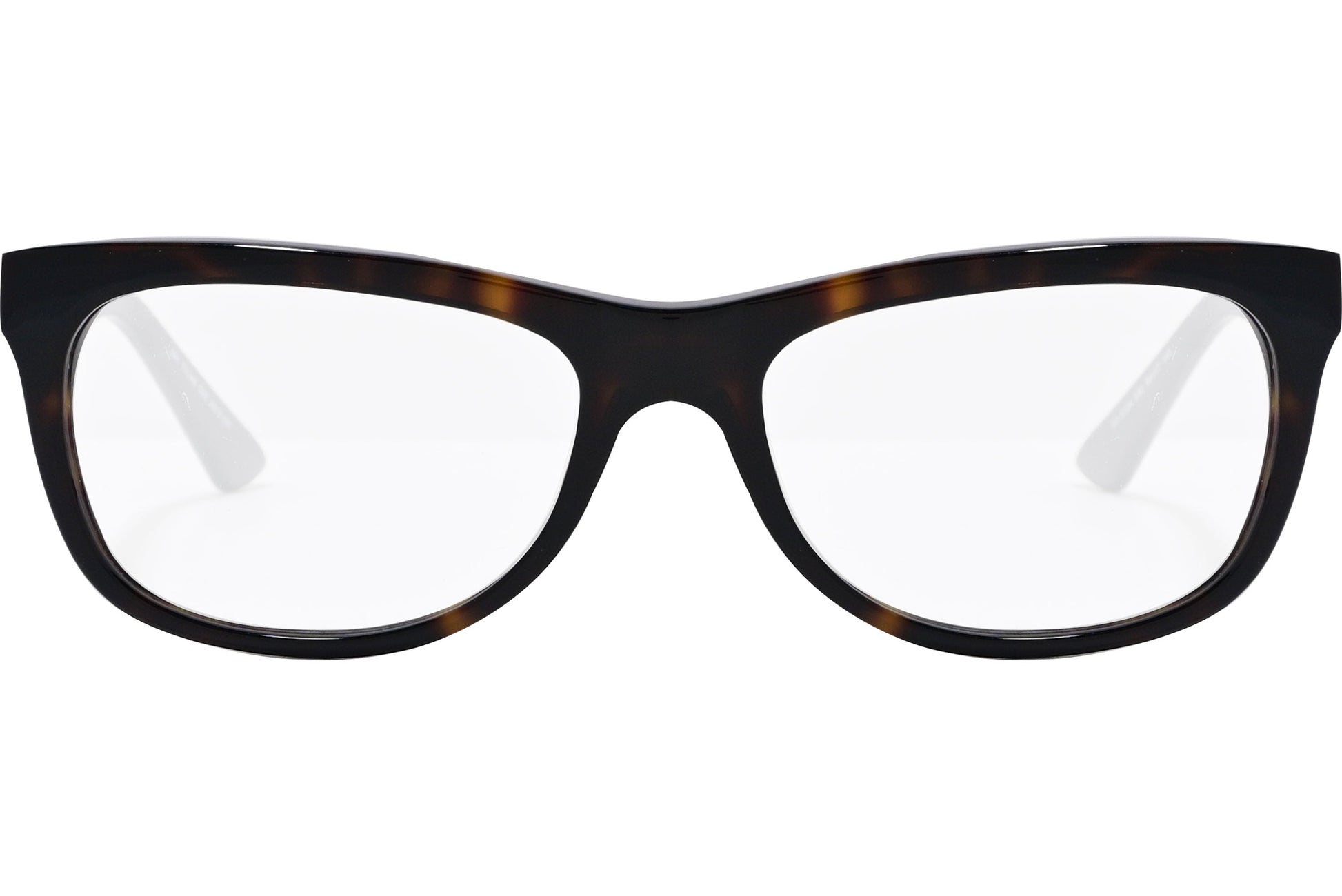 tod's rectangle tortoise eyeglasses frame viewed from front angle.