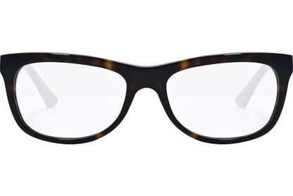 tod's rectangle tortoise eyeglasses frame viewed from front angle.