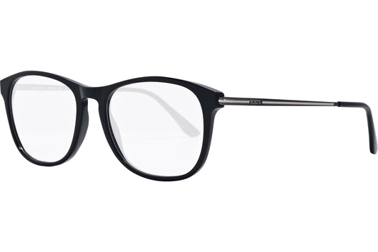 tod's rectangle black eyeglasses frame viewed from a 45-degree angle.