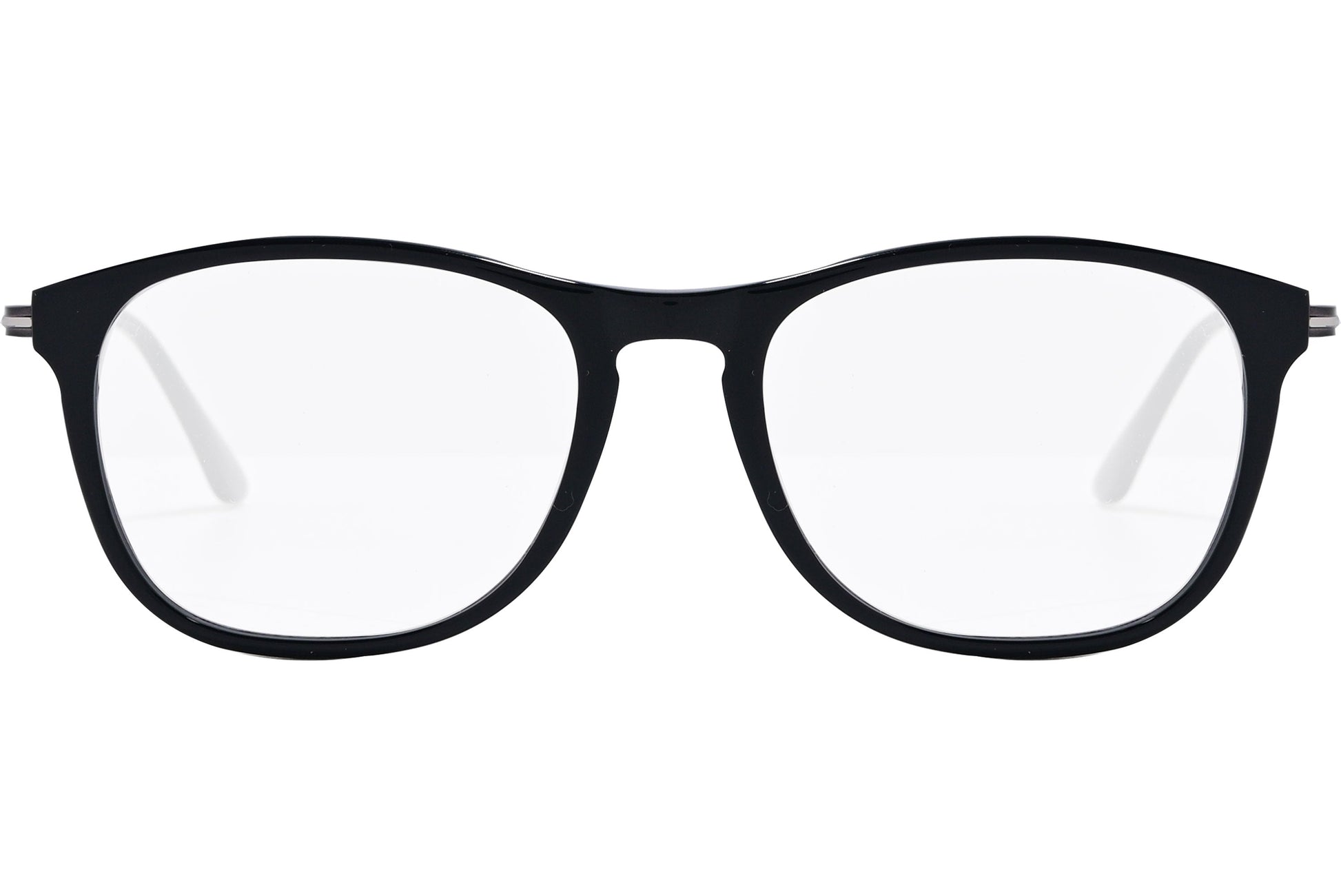 tod's rectangle black eyeglasses frame viewed from front angle.