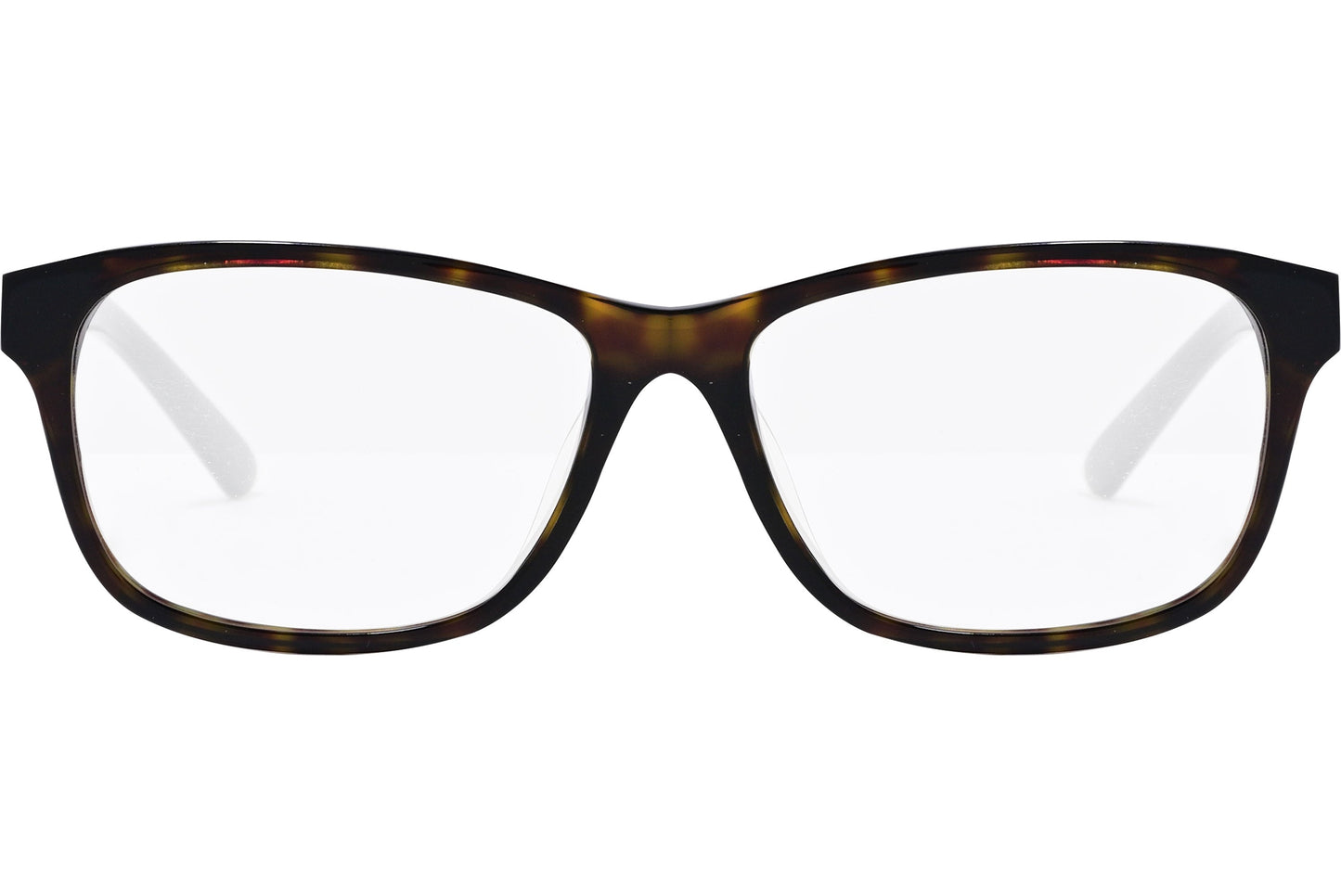 tod's rectangle tortoise eyeglasses frame viewed from front angle.