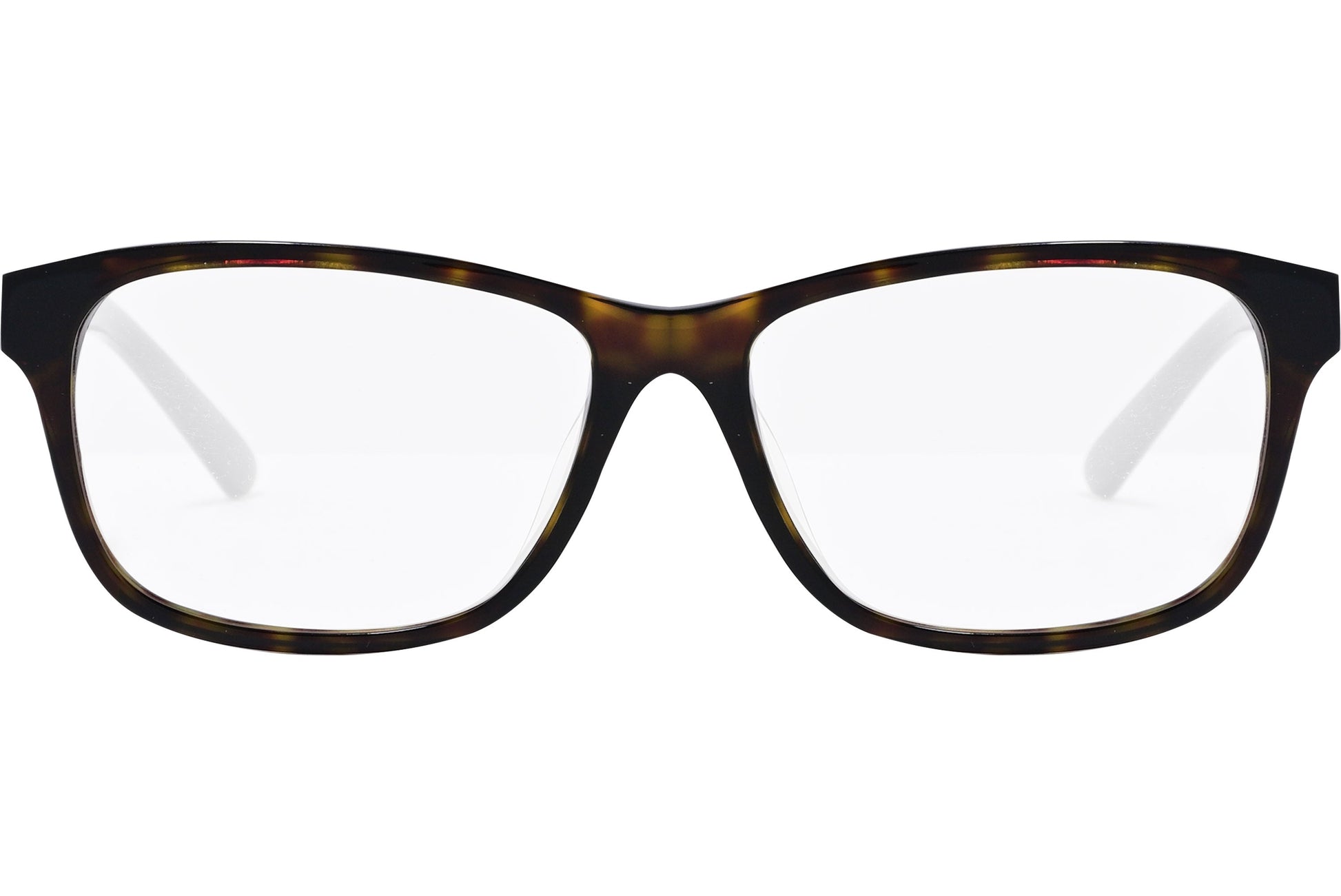 tod's rectangle tortoise eyeglasses frame viewed from front angle.