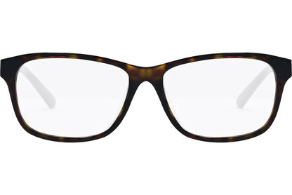 tod's rectangle tortoise eyeglasses frame viewed from front angle.