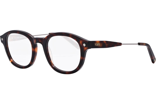 tod's square tortoise eyeglasses frame viewed from a 45-degree angle.