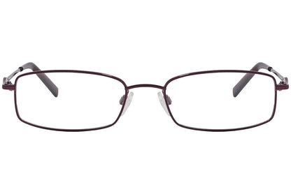 rectangle brown eyeglasses frame viewed from front angle.