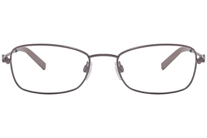 rectangle brown eyeglasses frame viewed from front angle.