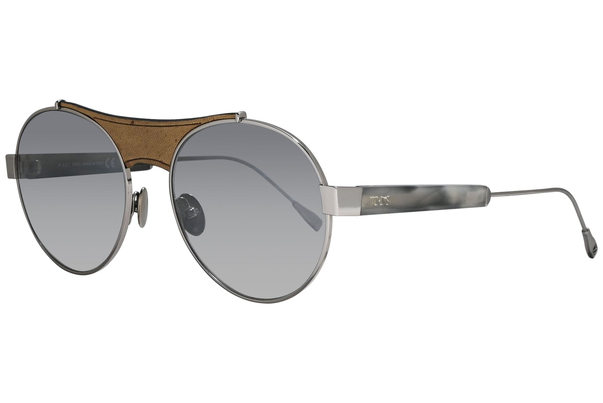 Tods Round Titanium Sunglasses Model: 50216-TITANIUM-14C Side View