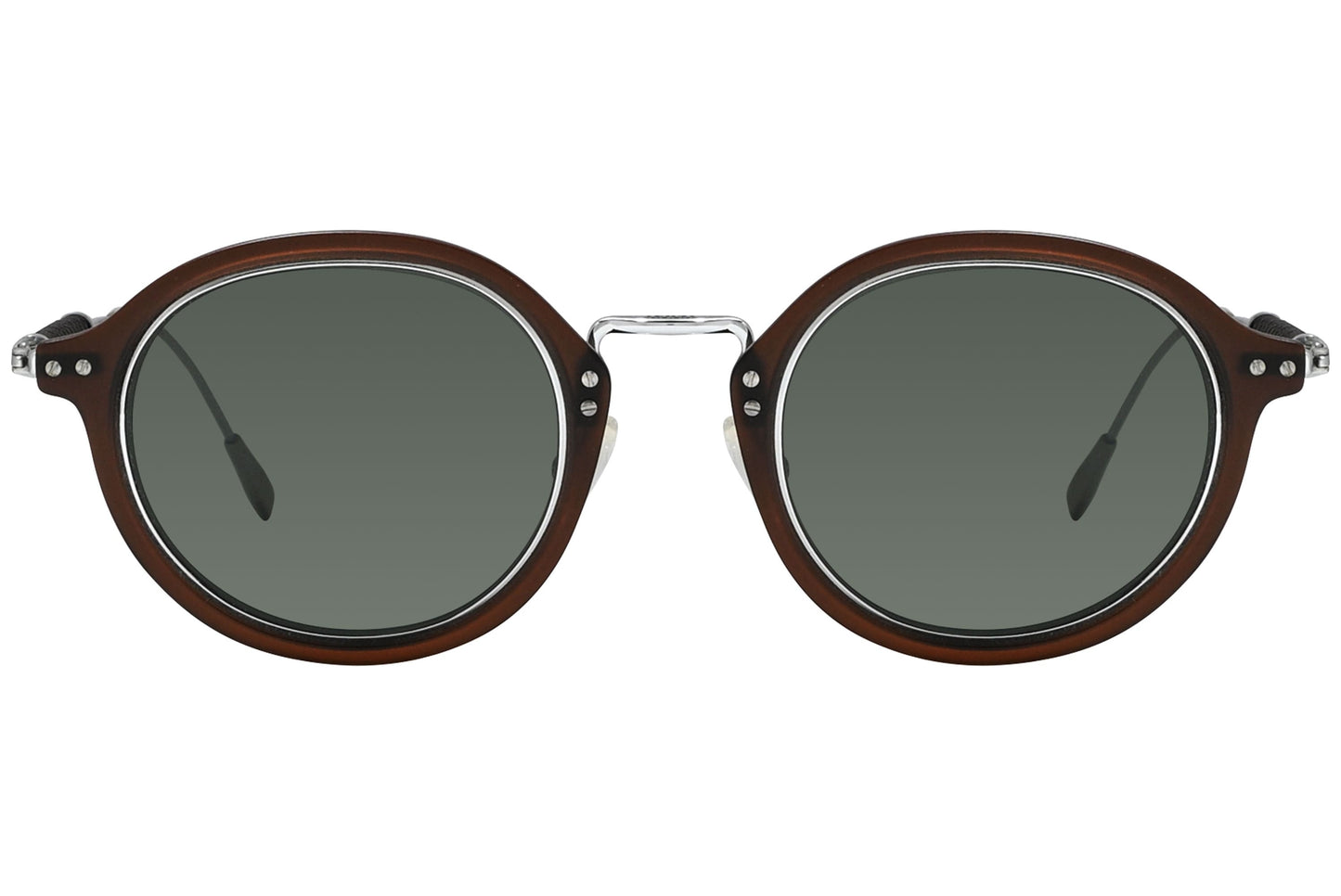 Tods Round Brown Sunglasses Model: TO217-TITANIUM-46N Front View