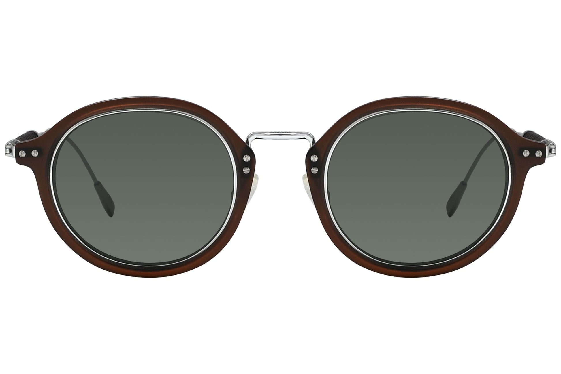 Tods Round Brown Sunglasses Model: TO217-TITANIUM-46N Front View