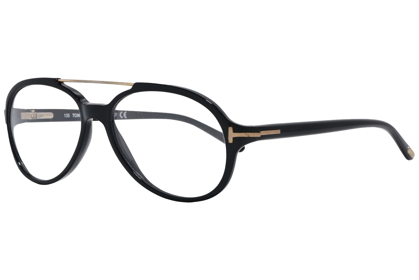 tom ford rectangle black eyeglasses frame viewed from a 45-degree angle.