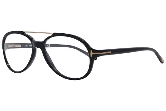 tom ford rectangle black eyeglasses frame viewed from a 45-degree angle.