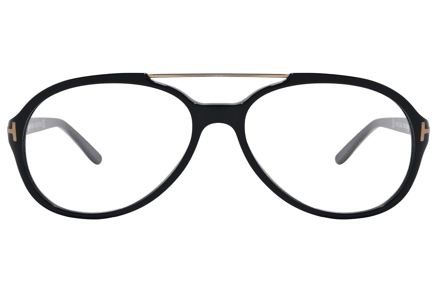 tom ford rectangle black eyeglasses frame viewed from front angle.