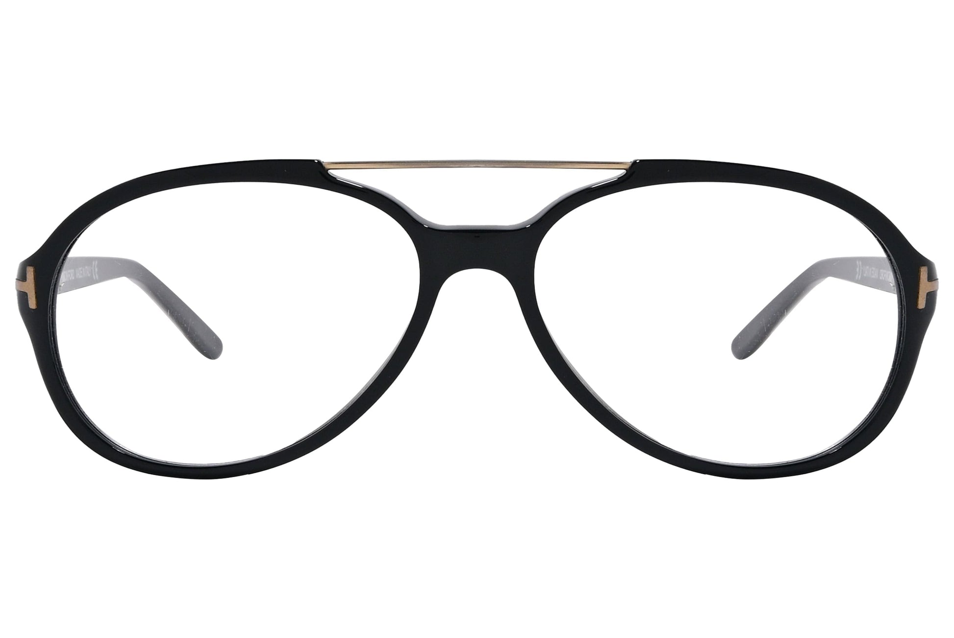 tom ford rectangle black eyeglasses frame viewed from front angle.