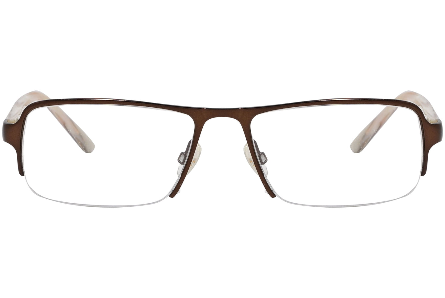 tom ford rectangle brown eyeglasses frame viewed from front angle.