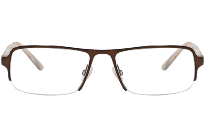 tom ford rectangle brown eyeglasses frame viewed from front angle.