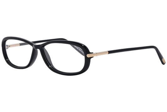 tom ford oval black eyeglasses frame viewed from a 45-degree angle.