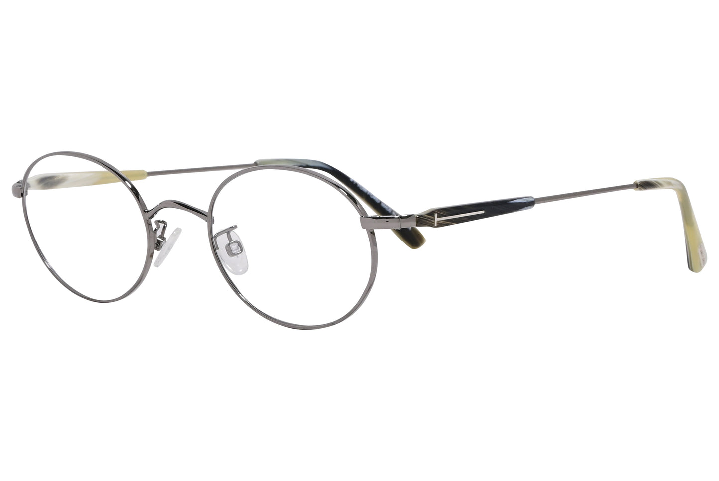 A pair of round eyeglasses with a gray frame, from the TF5345-014 model, featuring a double-bridge design and slim temples.