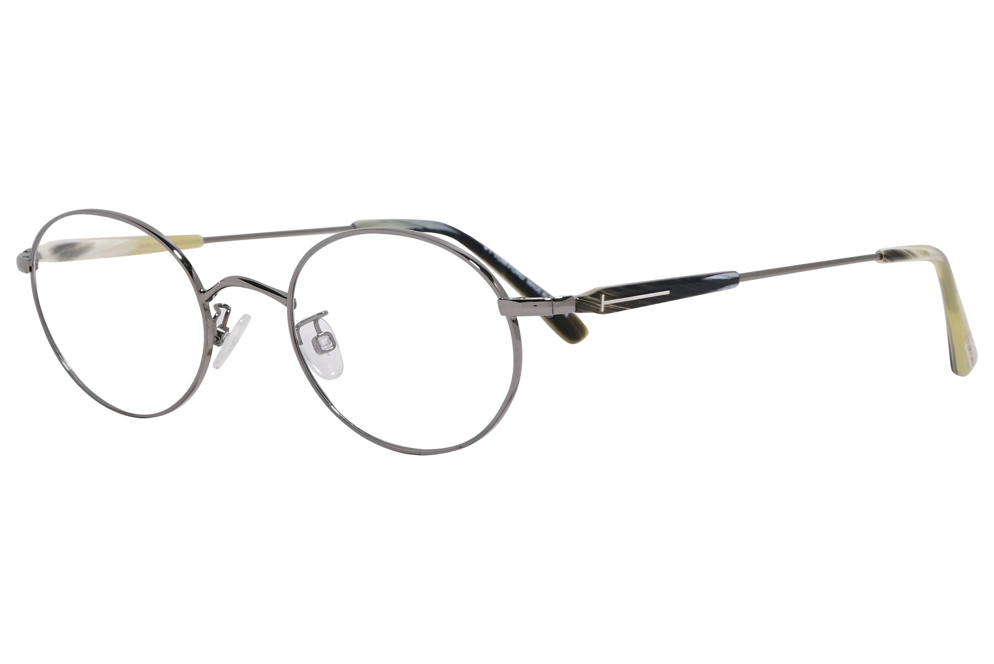 A pair of round eyeglasses with a gray frame, from the TF5345-014 model, featuring a double-bridge design and slim temples.