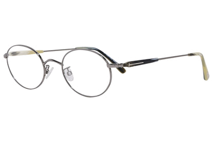 A pair of round eyeglasses with a gray frame, from the TF5345-014 model, featuring a double-bridge design and slim temples.