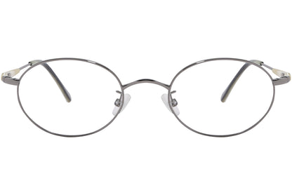 A pair of round eyeglasses with a gray frame, from the TF5345-014 model, featuring a double-bridge design and slim temples.