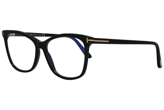 tom ford rectangle black eyeglasses frame viewed from a 45-degree angle.