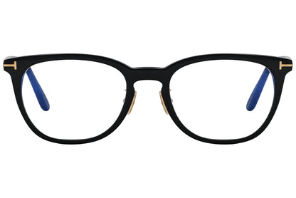 tom ford oval black eyeglasses frame viewed from front angle.