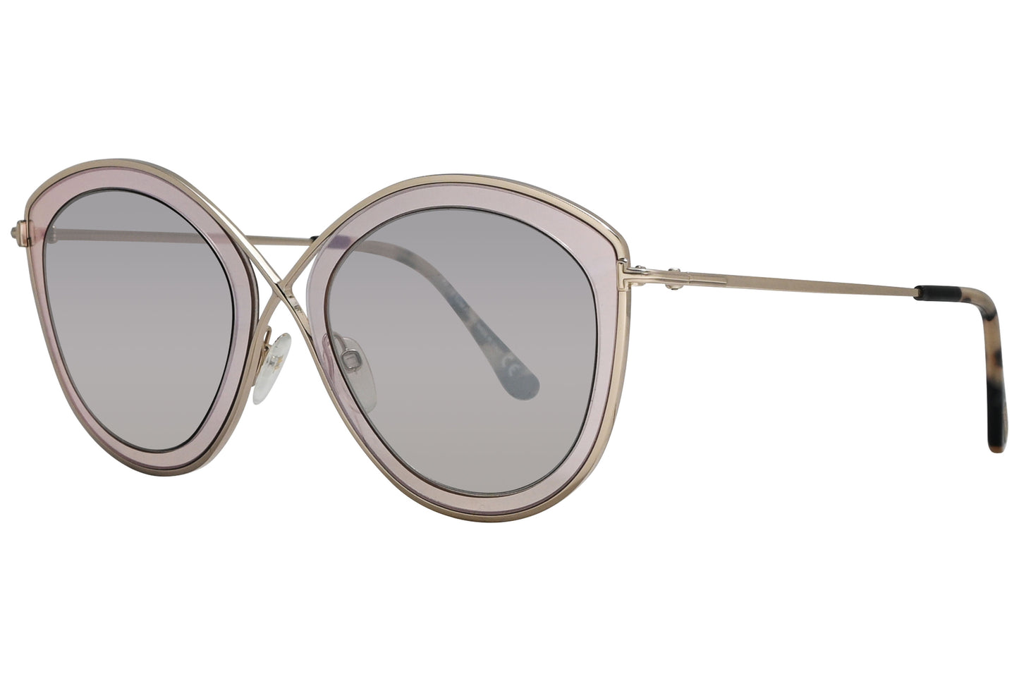 A pair of Tom Ford Sascha II sunglasses with gold frame and mirrored lenses.