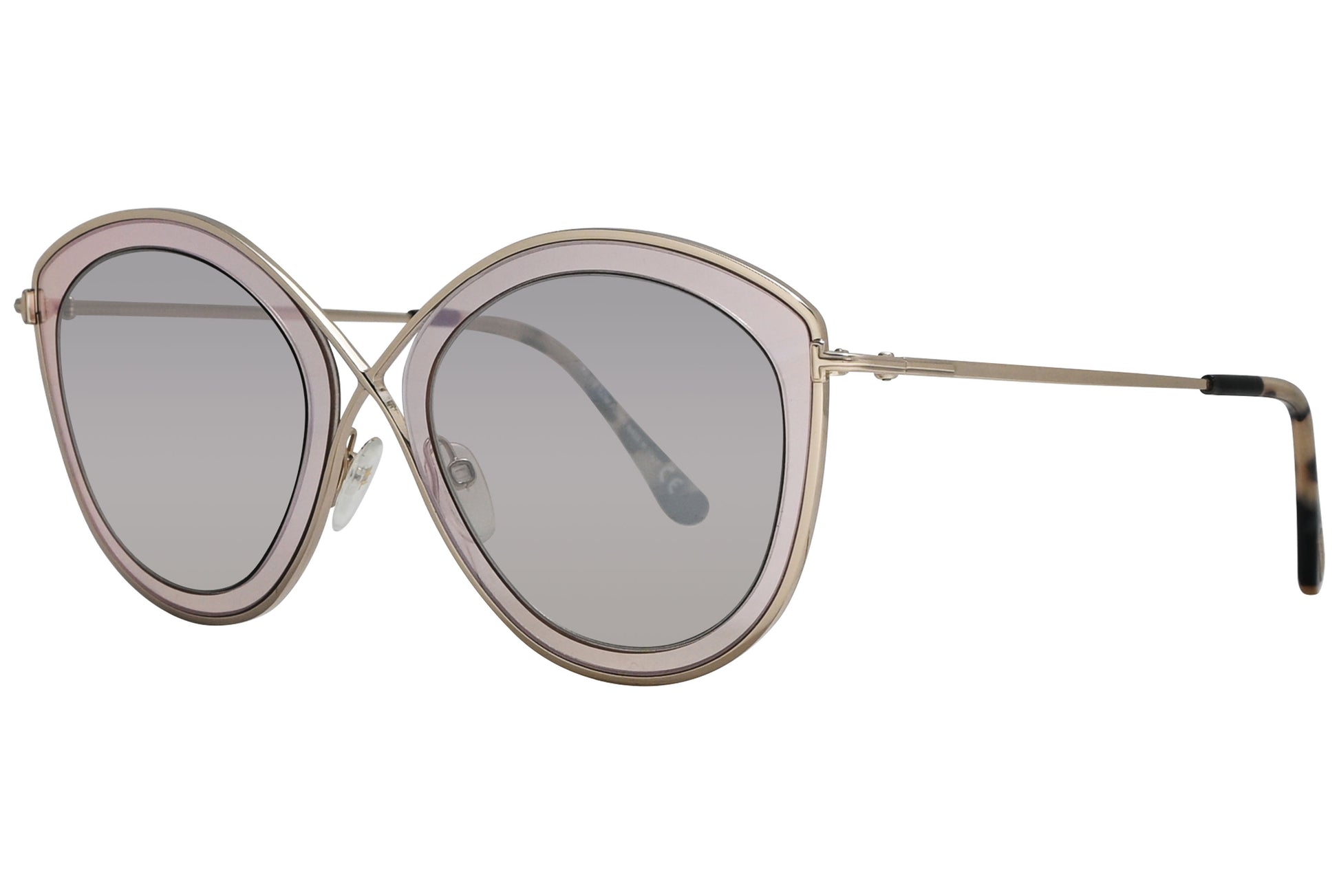 A pair of Tom Ford Sascha II sunglasses with gold frame and mirrored lenses.