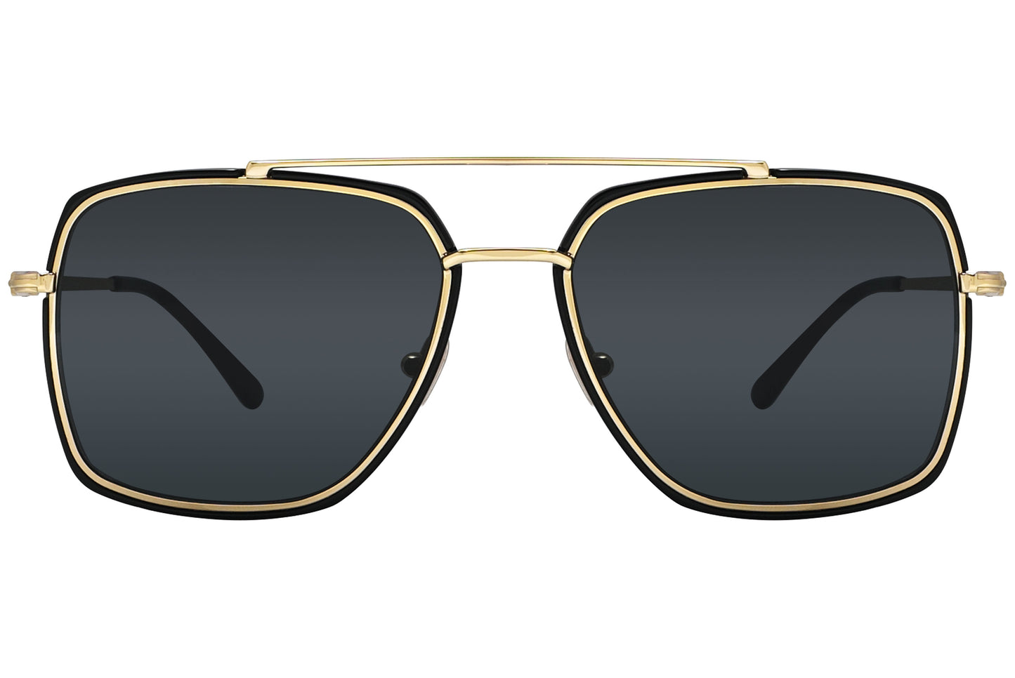 A pair of Tom Ford aviator-style sunglasses with black lenses and gold metal frame.