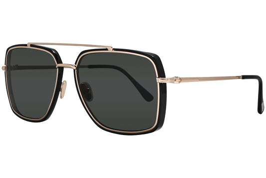 Tom Ford Black with Gold Sunglasses Model: TF750-01D-POL Side View