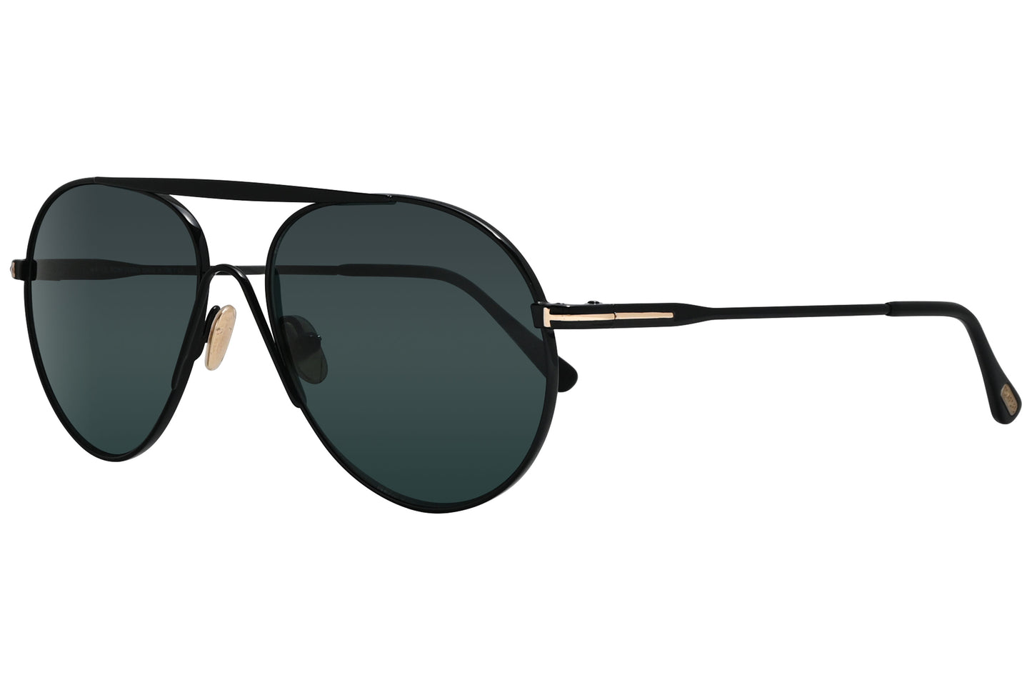 A pair of Tom Ford aviator sunglasses with black frame and lenses.