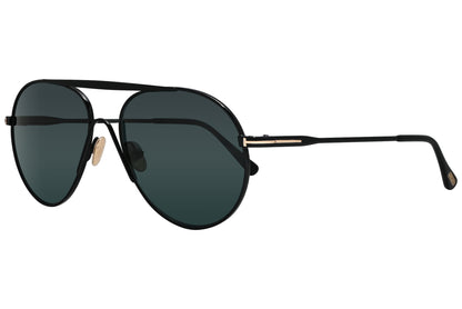 A pair of Tom Ford aviator sunglasses with black frame and lenses.