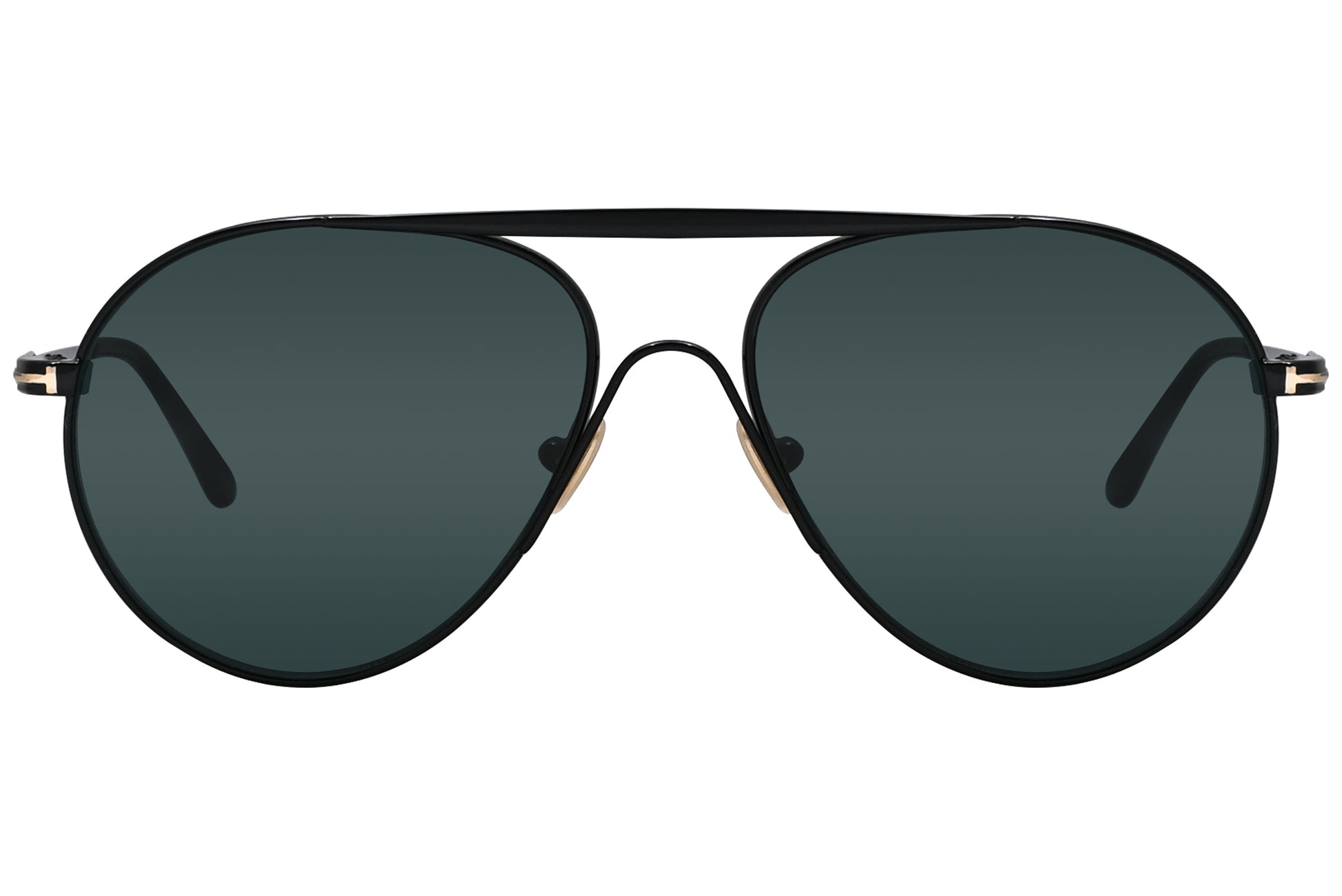 A pair of Tom Ford aviator sunglasses with black frame and lenses.