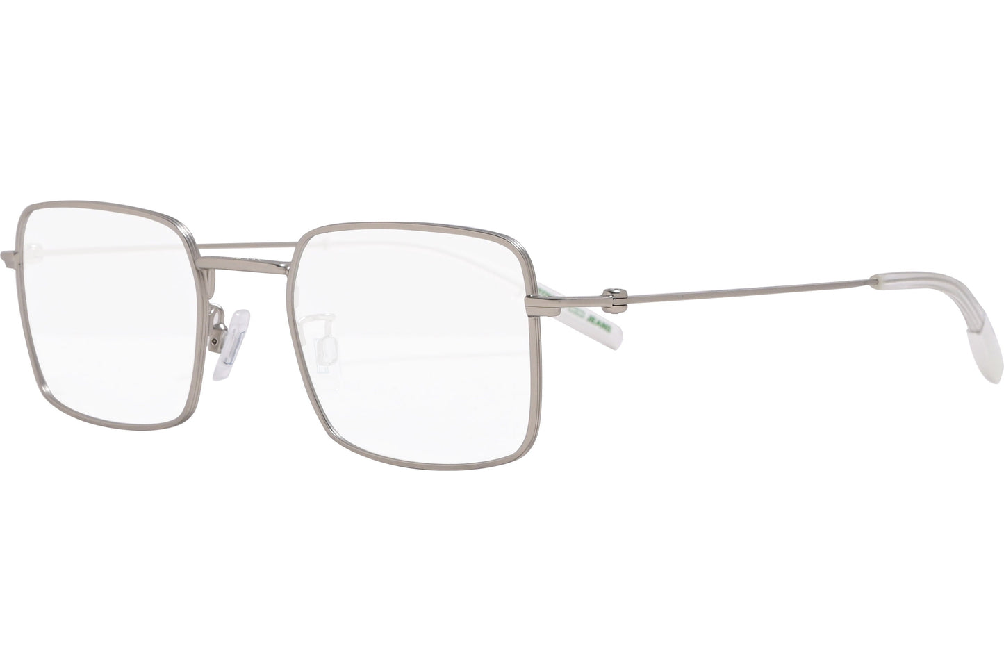 tommy hilfiger rectangle gray eyeglasses frame viewed from a 45-degree angle.