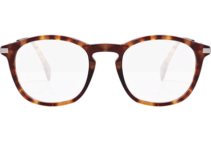 tommy hilfiger square tortoise eyeglasses frame viewed from front angle.