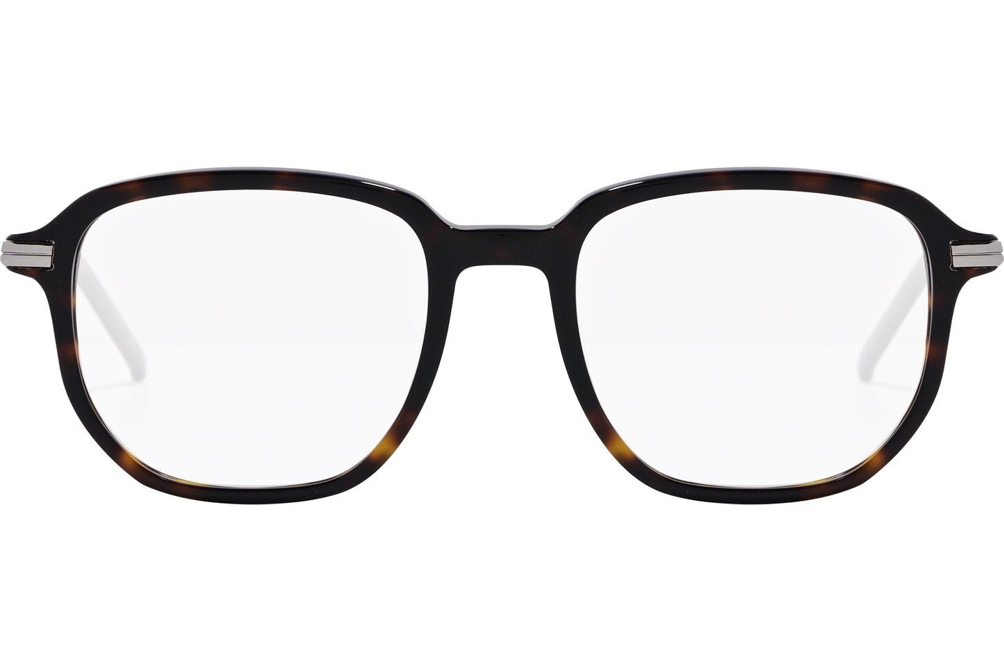 tommy hilfiger square tortoise eyeglasses frame viewed from front angle.