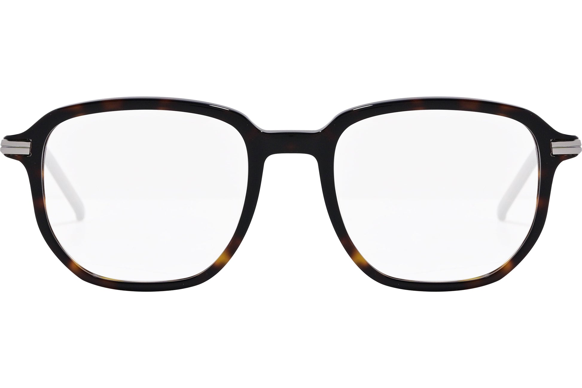 tommy hilfiger square tortoise eyeglasses frame viewed from front angle.