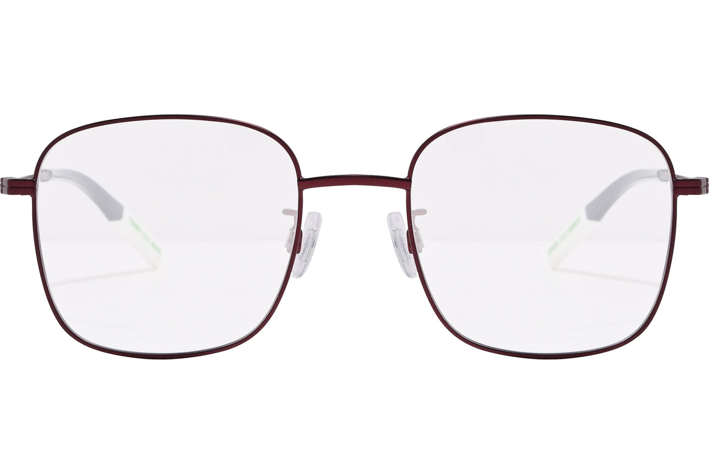 tommy hilfiger square brown eyeglasses frame viewed from front angle.